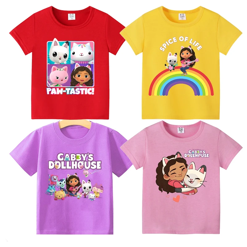 Gabby Детские футболки для кукольного домика аниме хлопковые Модные топы с коротким рукавом мультяшная Детская летняя одежда футболки милые футболки подарок