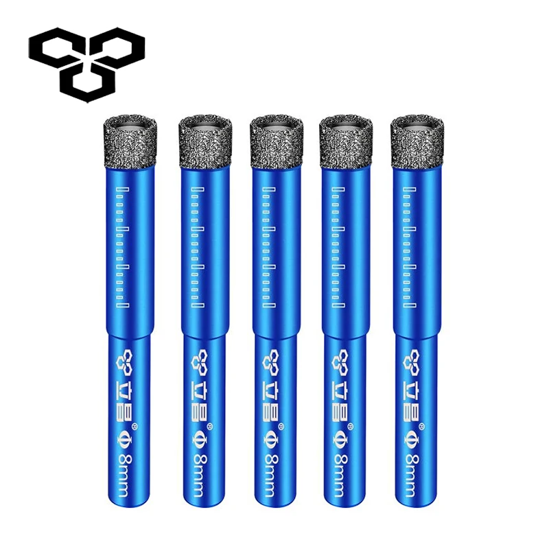 

5pcs/Set Diamond Coated Drill Bit Tile Marble Glass Ceramic Hole Saw Dry Drill Diamond Core Bit Meal Drilling