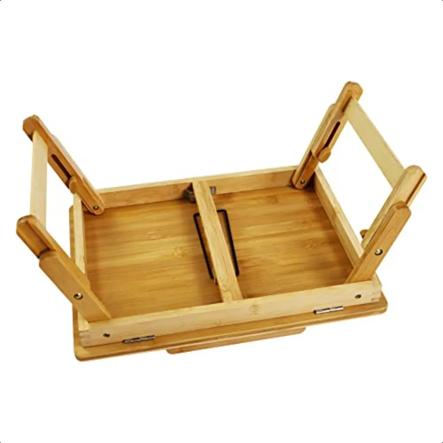 Adjustable Bamboo Laptop Desk with Folding Legs