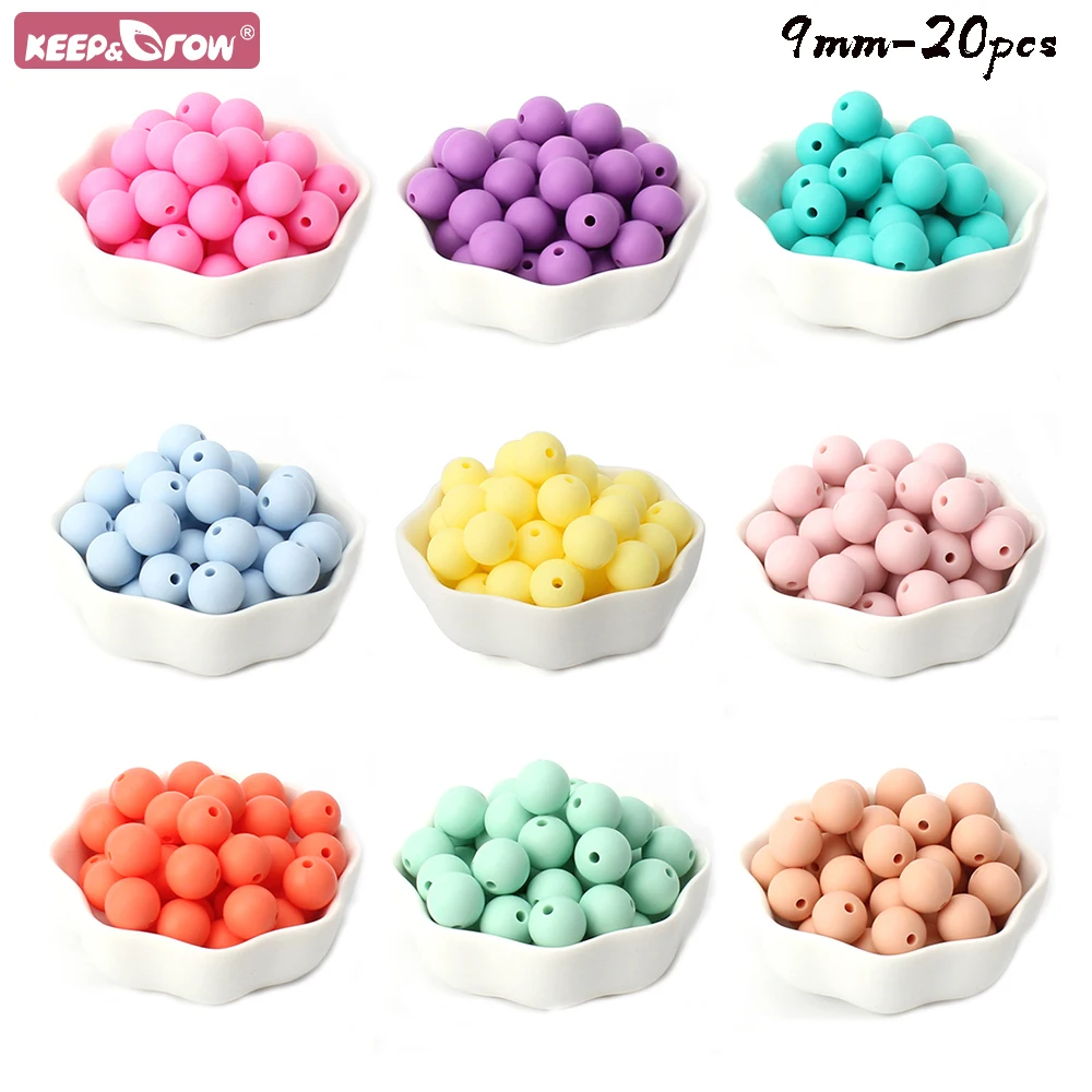 20Pcs 9mm Silicone Beads Food Grade Baby Teething Chewable Beads DIY Pacifier Chain Necklace Accessories Baby Teether Round Bead teething toys,silicone teething toys,baby teething toys,silicone beads,silicone teether,silicone teething beads