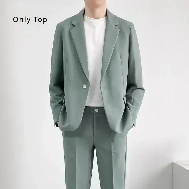 S-6XL 남성용 비즈니스 캐주얼 블레이저, 한국 트렌드 슬림핏 단색 세트 재킷, 우아한 럭셔리 블레이저, 싱글 탑 신랑 웨딩