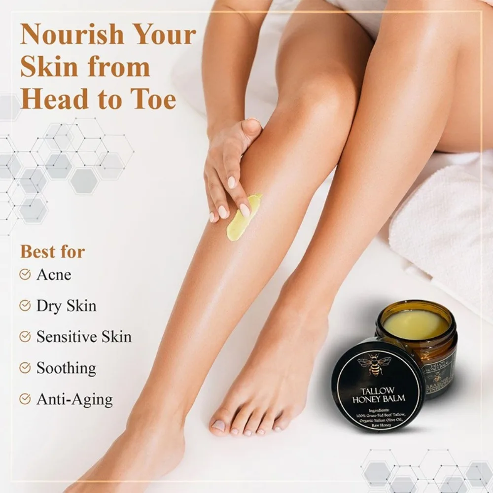 New Moisturizing Cream Tangerine Body Tallow Balm Handmade with Raw Honey Body Cream All-Natural Moisturizing Adult