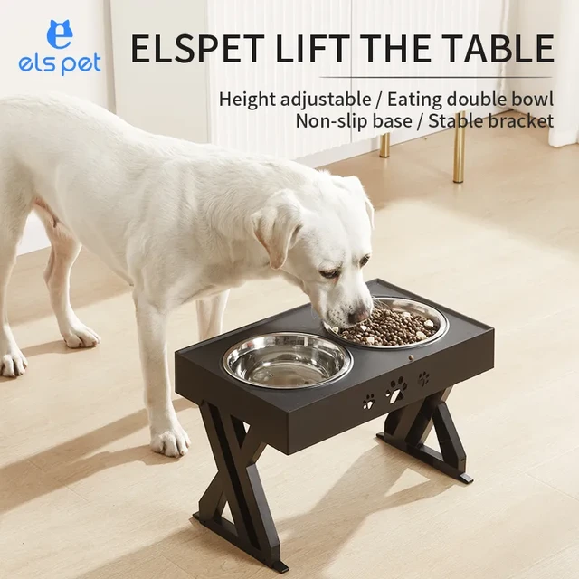 Dog Bowl Stand for Large Dogs - Adjustable Holder - Raises, Elevates Pet  Food Feeders - (Height 14-in)