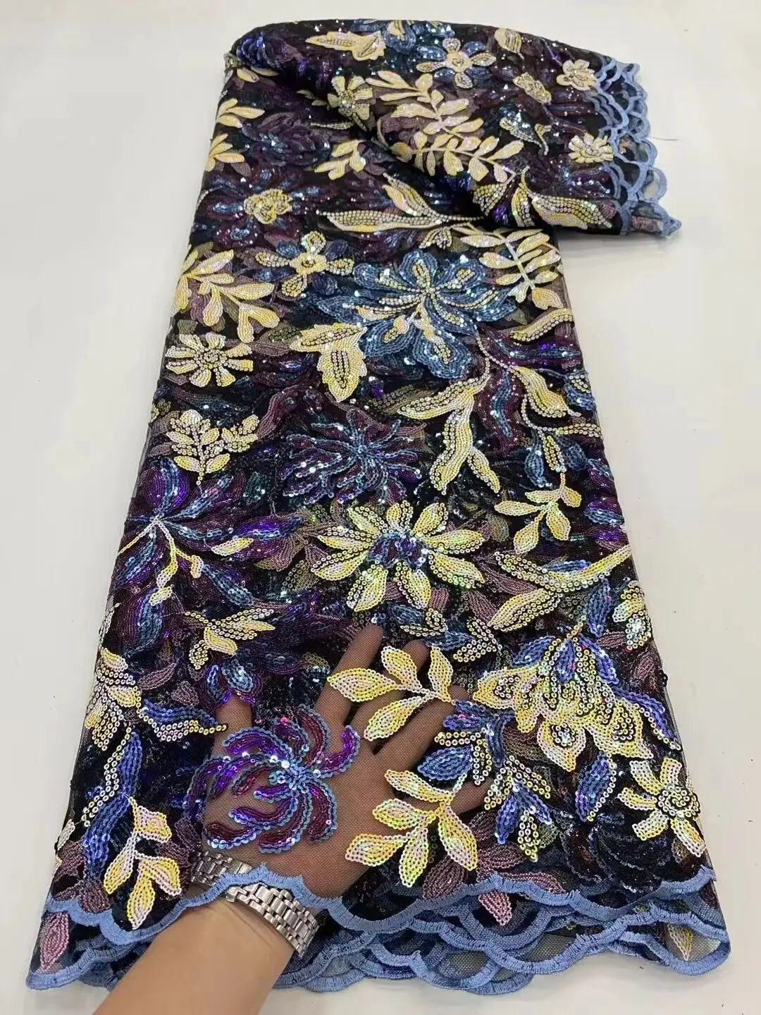 

Fashion High Quality 2023 African Nigerian Guipure Tulle Dress Embroidery Lace Fabric Wedding Party Beaded Sequins 5Yards DP0018