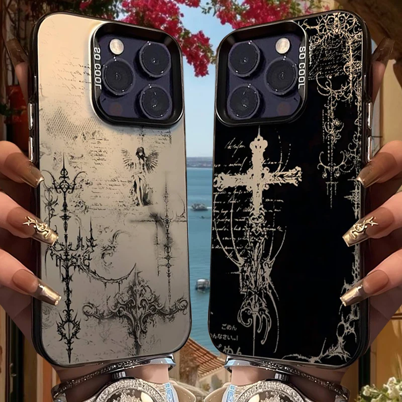 Cybersigilism Gothic Coquette Acrylic Silicone Hard Cover Frosted Case for iPhone 17 Air 16 E 15 14 Plus 13 12 Mini 11 Pro Max 1