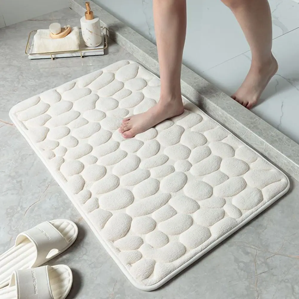Cobblestone Embossed Non-Slip Washable Bath Mat Rug