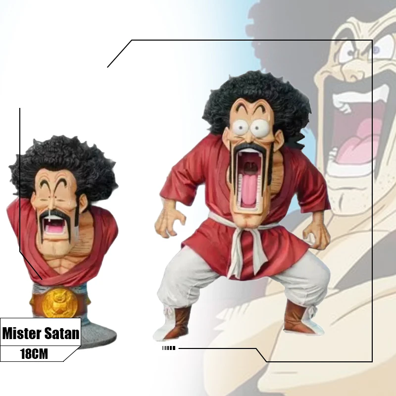 

Anime Dragon Ball Funny Hercule Figure Action Figurine Gk Ring Name Mister Satan Statue 2-head Model Doll Collection Kids Gift