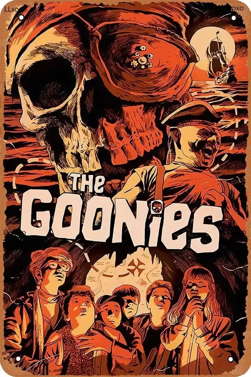 The Goonies 1985 Horror Movie Poster Vintage Tin Sign For Home Kitchen Garage Bar Pub Man Cave Metal Plaque Poster 8X12 Pollici