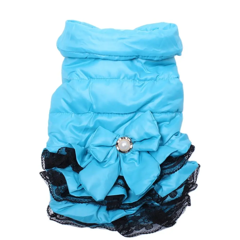 Pet Jacket Dog Cat Dress Coat Jacket Dress Bow&Lace Design Pet Puppy Hoody Winter Warm Clothes Apperal