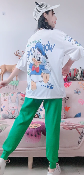 Fashion Brand Hot Drilling Beaded Cartoon T-shirt and Sweatpants Two Piece Sets Women Outifits 2024 Summer Cute Fashion Suit