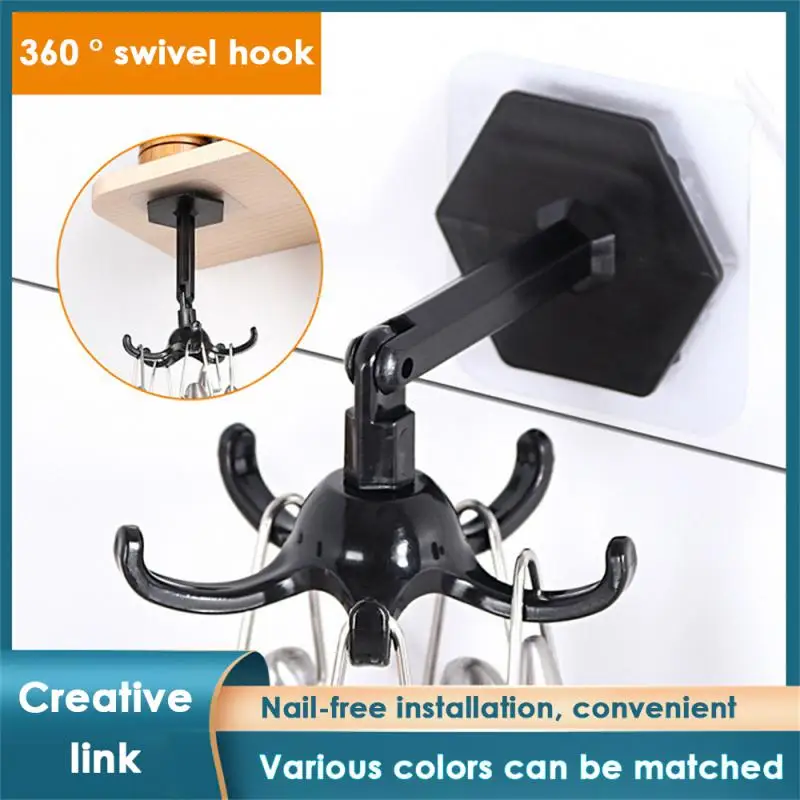 

New Creative Rotatable Five-claw Hook Multifunction Home Wall Door Hook Handbag Clothes Bag Hanger Kitchen Gadgets Bracket