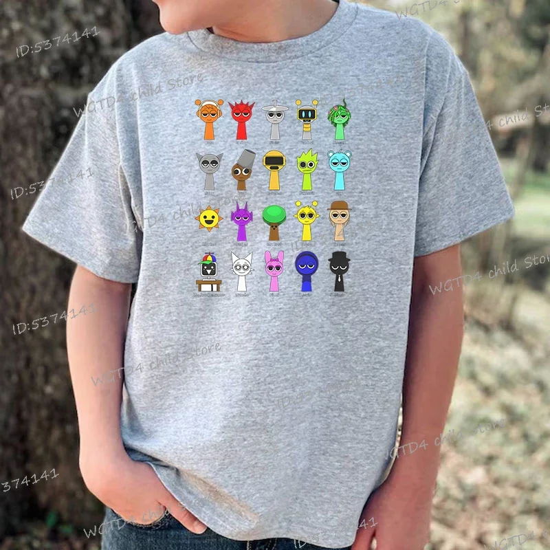 New Sprunki Kids T-shirt Cartoon Game Figure Printed Tops Tees Boys Girls Casual Short Sleeve Tshirt Summer Children's Clothing 4