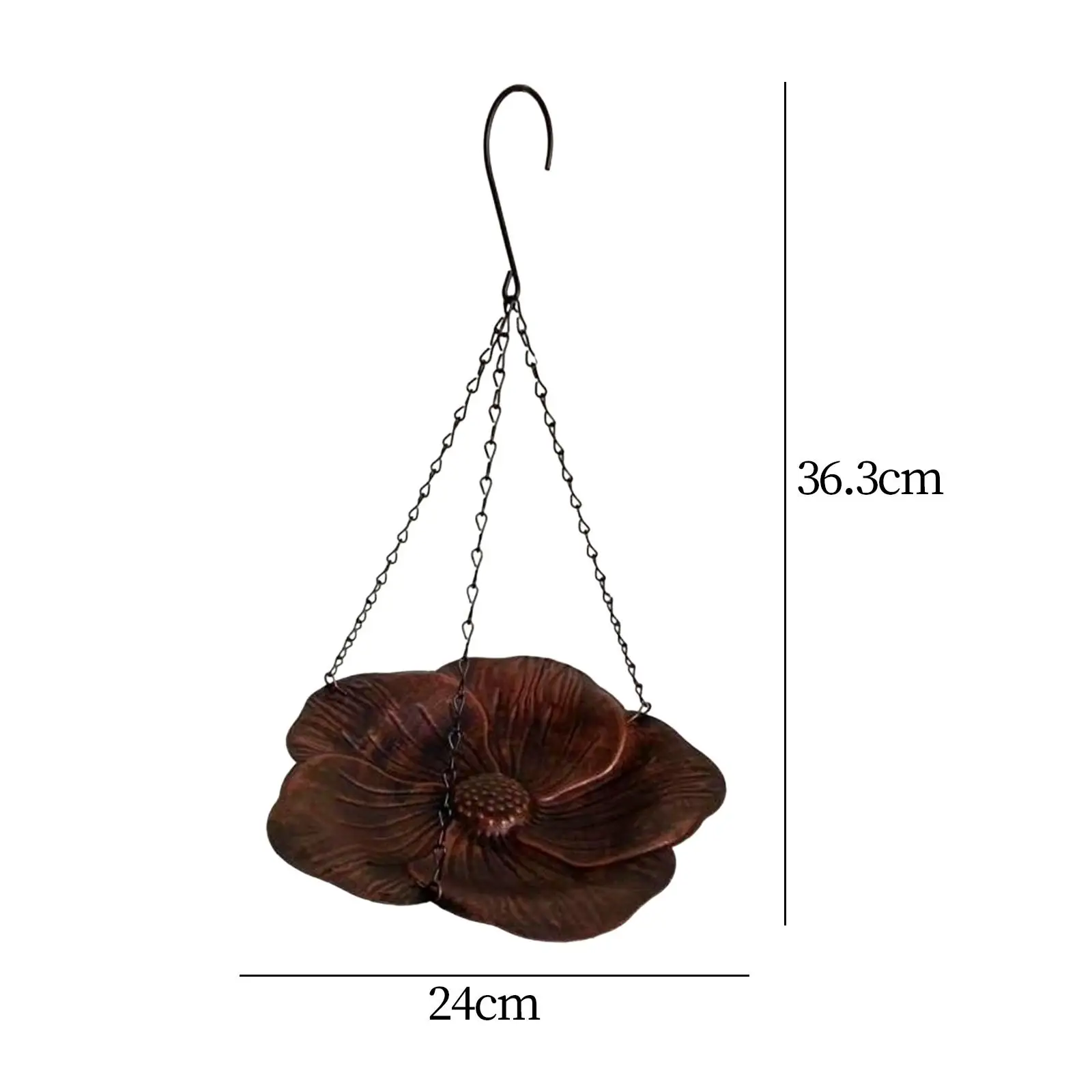 Outdoor Hanging Bird Feeder Iron Bird Bath Sturdy Floral Decor Garden Decoration Food Holder for Porch Lawn Balcony Yard