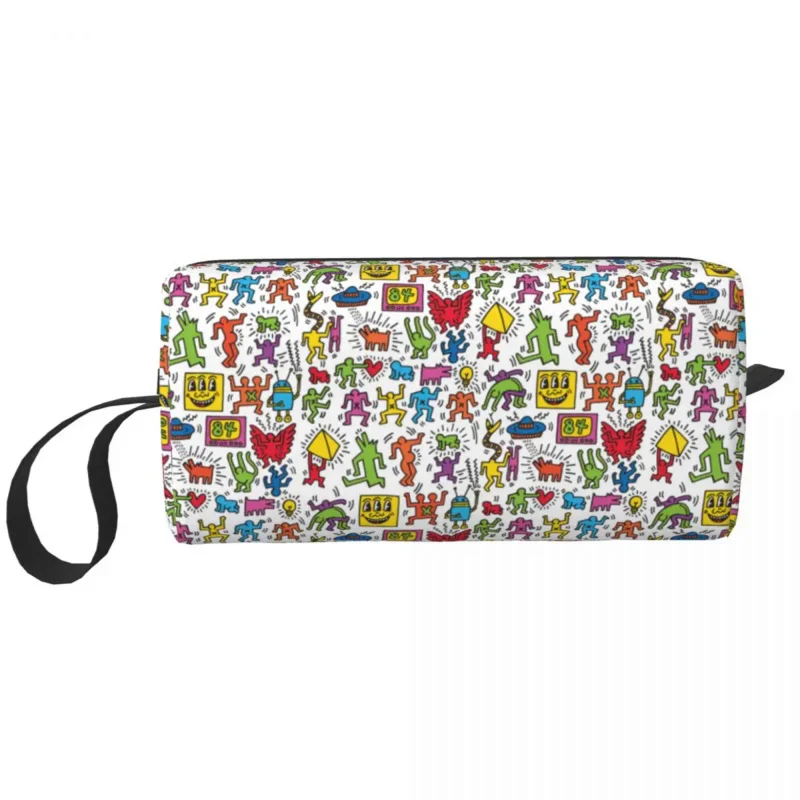 

Kaleidoscope Colors Face Abstract Haring Dance Makeup Bag Travel Cosmetic Organizer Storage Toiletry Bags Dopp Kit Case Box Gift