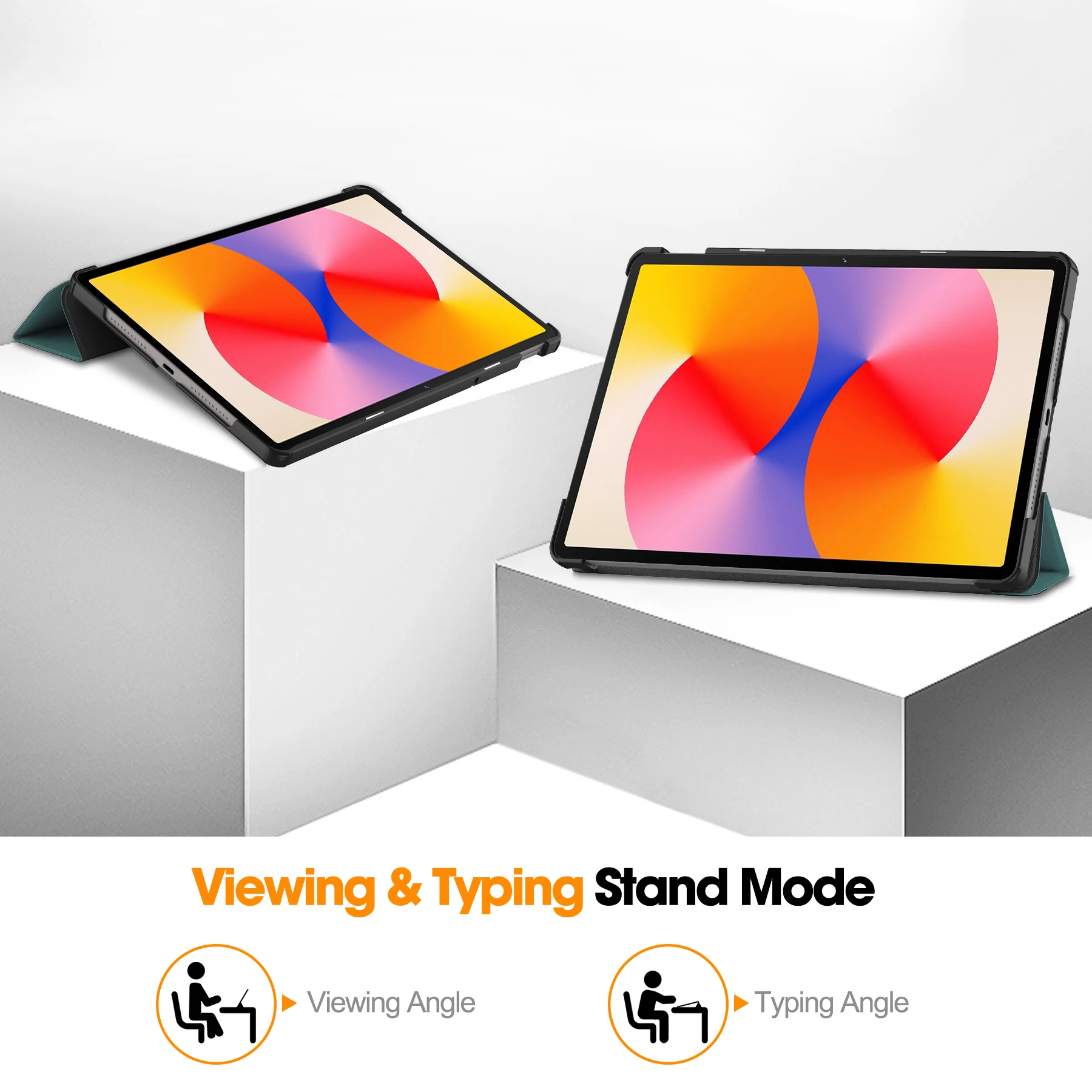 Premium Leather Tri-fold Tablet Cover with Auto Wake Function