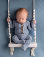 Newborn Photography Props Baby Swing Chair Wooden Babies Furniture Infants Photo Shooting Prop Accessories 3