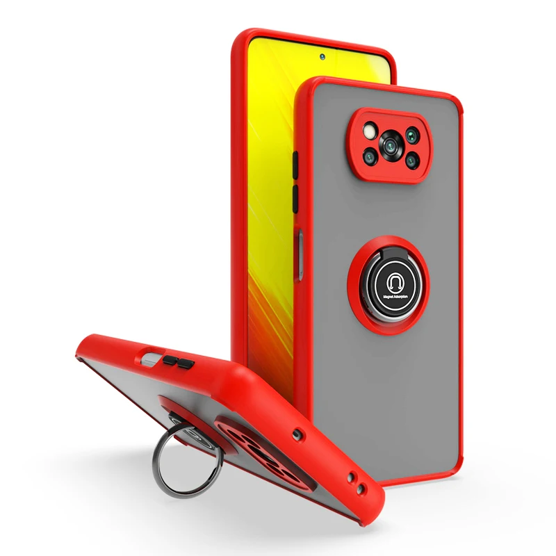 KEYSION Fashion Matte Hülle für Xiaomi POCO X3 Pro X3 NFC X3 GT Transparenter Ringständer Stoßfeste Handyhülle für POCO M3_voghion.com