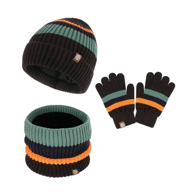 Luxurious Winter Hat Scarf Gloves Set for Kids 2-10 Years Old Boys and Girls Thermal Wool Ear Protection Knit Beanie Snood Scarf