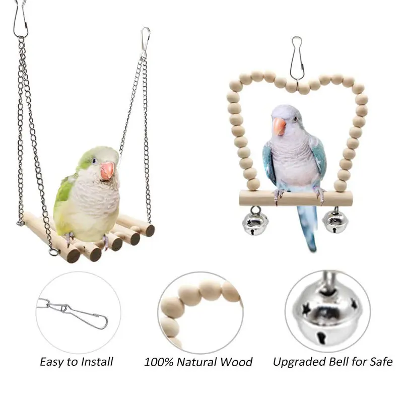 Title 4, Parrot Toy Combination Set, Bird Habitat, Swing...