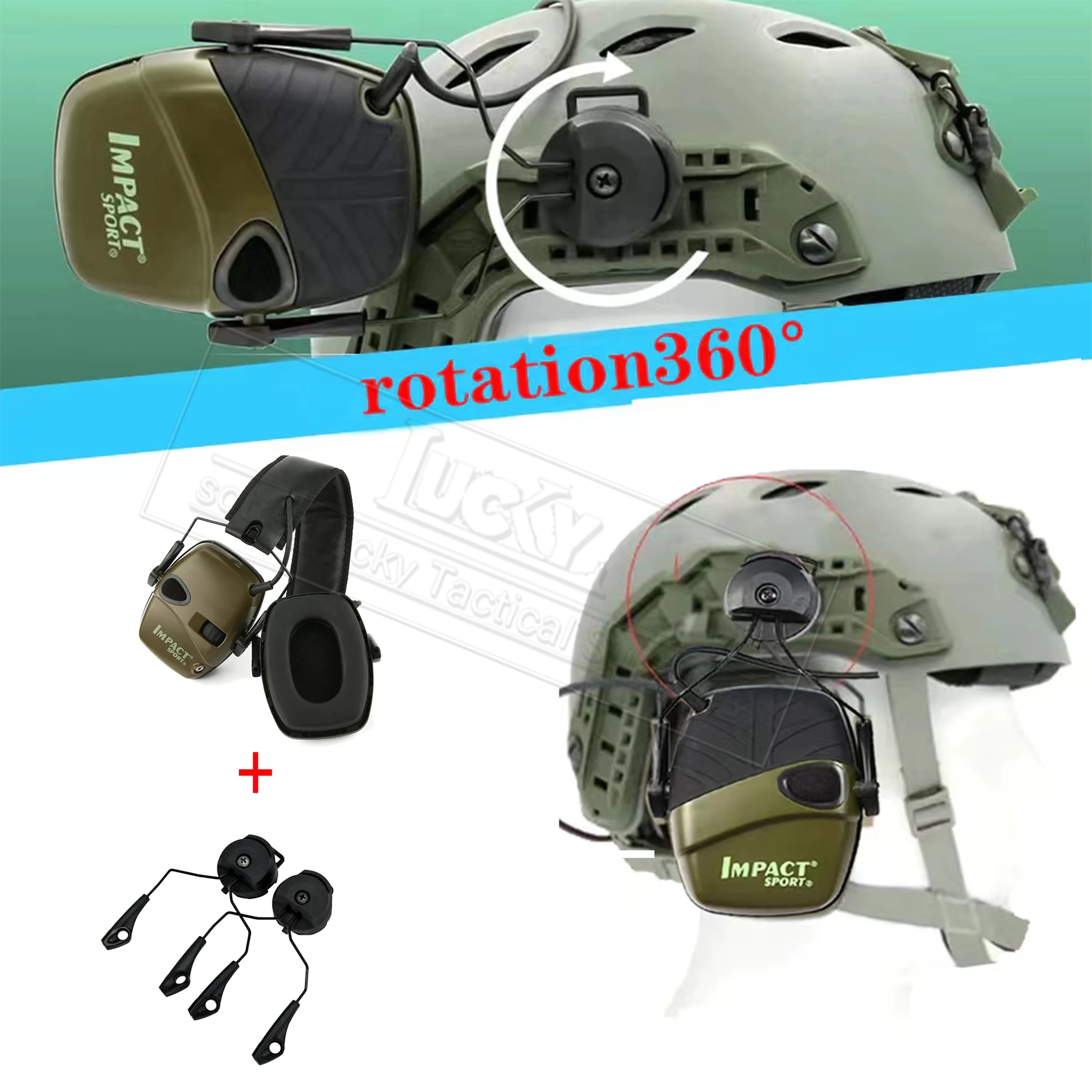 

Shooting noise reduction hearing protection headset military tactical electronic earmuffs / ARC OPS-CORE helmet rail adapter