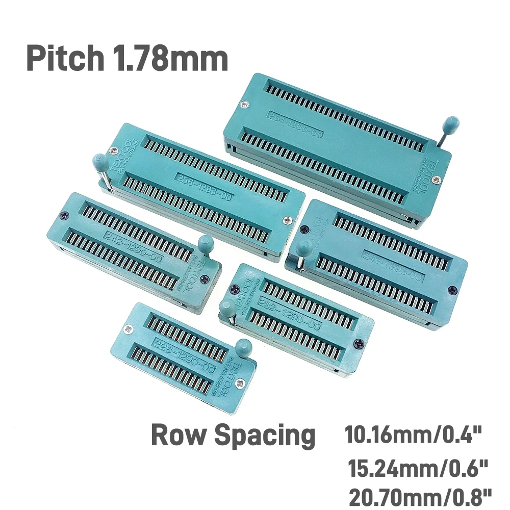 Testwerkzeug IC DIP ZIF ZIP Sockel 28 32 42 56 64 Pin Raster 1,78 mm 1,778 Press-Fit Zweireihiger Abstand 10,16 15,24 20,7 mm 0,6" 0,8" – Detail 1