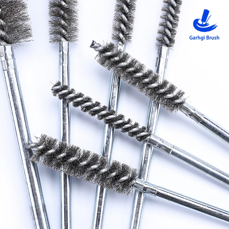 Stainless Steel Wire Pipeline Brushes in Twisted-in-Wire for ID Deburring Polishing Rust Removing Tube Cleaning Hand Tools Drill