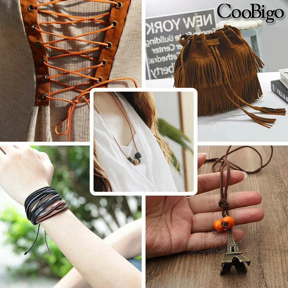 2 Meters Genuine Cow Leather Rope Flat Strand Cord for Jewelry Making Necklace Bracelet Leathercraft Decor Supply Vintage 2-20mm