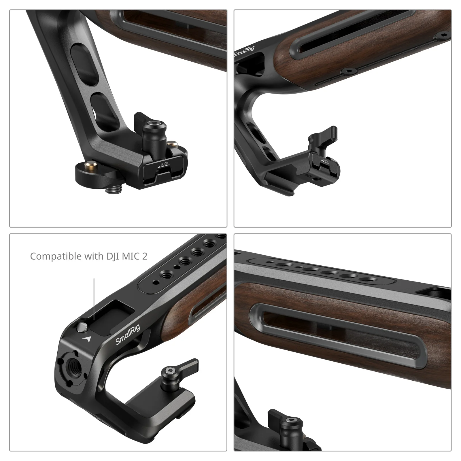 Wooden Top Handle NATO,Cold Shoe,1/4'' ARRI 3/8'' Shooting HandGrip Extend Monit