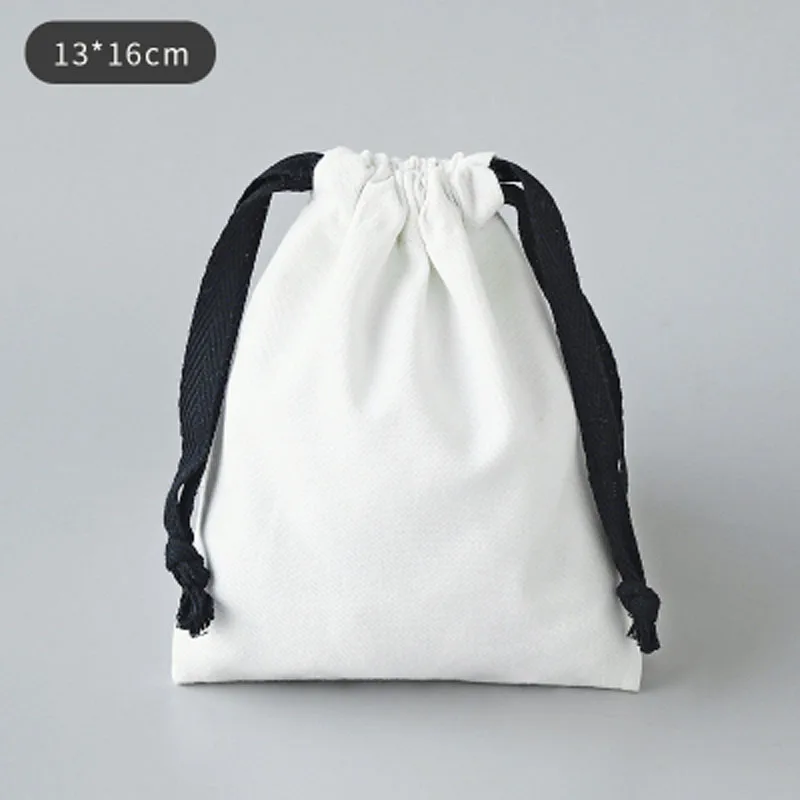 10pcs/lot White Cotton Canvas Bags Big Size Christmas Gift Jewelry Home Storage Sacks Drawstring Packaging Pouches Custom Logo