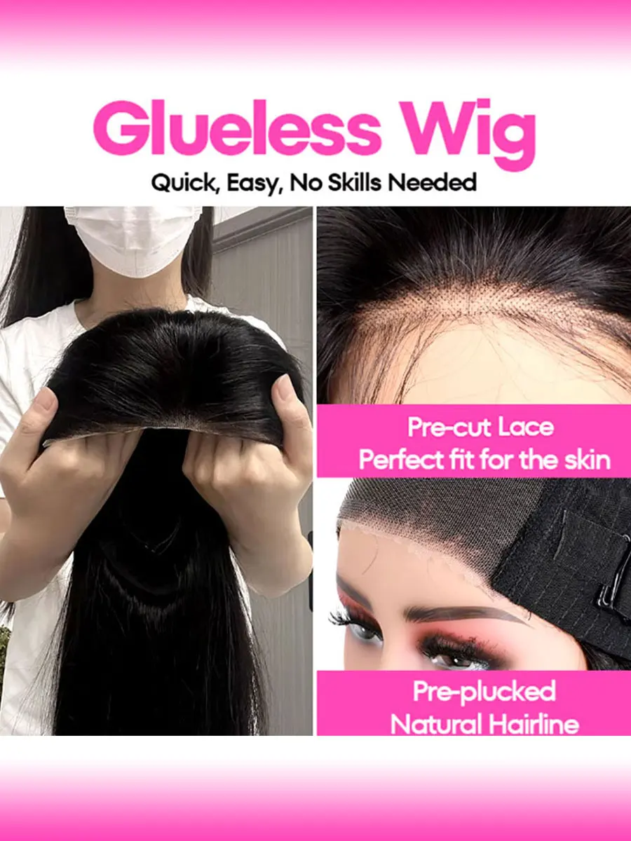 Straight Glueless Wig Human Hair Ready To Wear 5x5 Lace Closure Wigs 13x4/13x6 Human Hair Wigs Put on and go Wig Preplucked Hair 3