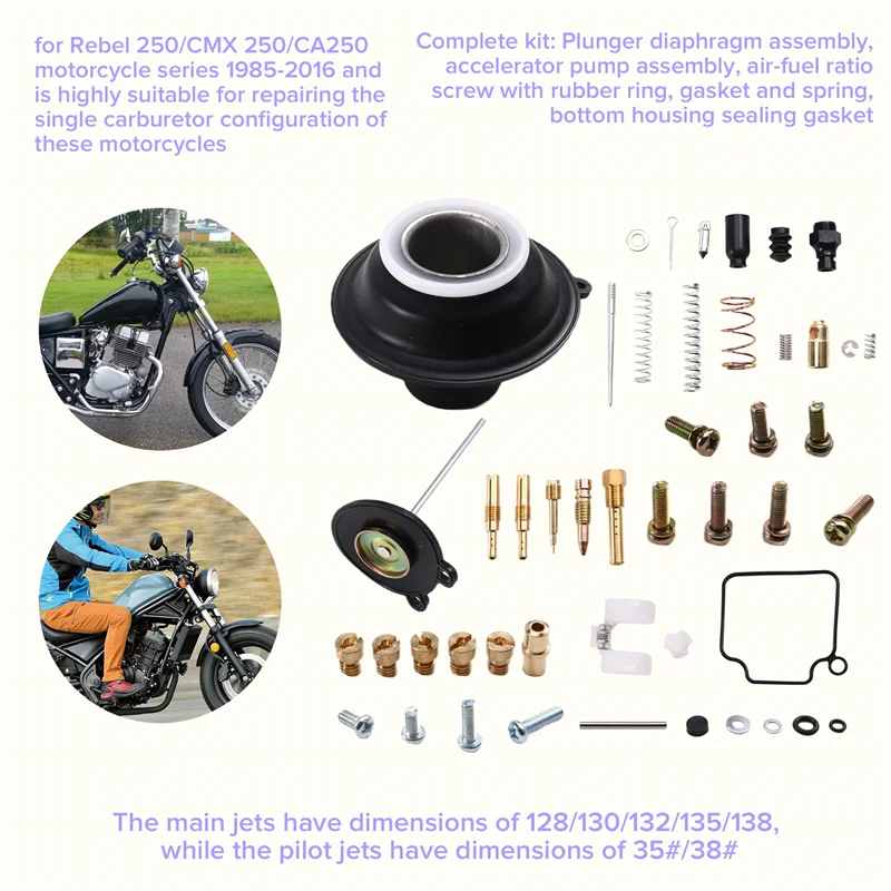 Carburetor Repair Kit For Honda Rebel 250 / CMX 250 / CA250 – 1985-2016 – BANWAY