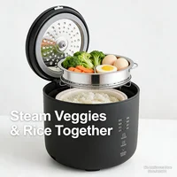 Cuisinière à riz Olayks Mini, japonaise, simple, saine, intérieur 2L, pour la maison, la cuisine, le dortoir, 1 à 4 personnes, cuiseur à riz portable, minuterie 8H 4
