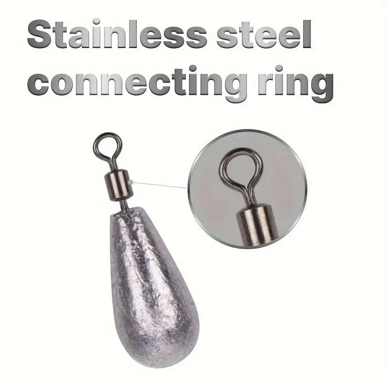 10pcs Bullet Lead 8-Character Ring Water Drop Shape Fishing Sinkers-Quick Release, Adjustable, Durable, Corrosion Resistant Fi