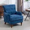 Accent Chair With Comfy Chenille Club Fabric Comfy Upholstered Living Room Arm Chair Springs Cushions and Retro Wooden Legs Fab 1
