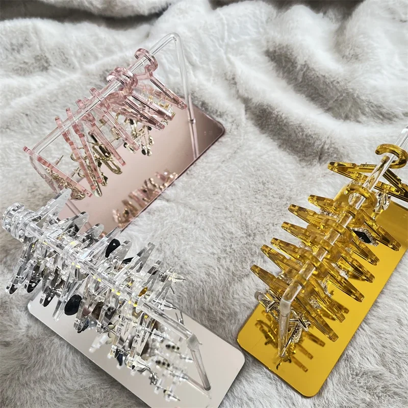 Coat Hanger Shape Acrylic Earring Display Stand Polymer Clay Soft Pottery Earrings Holders Tabletop Jewelry Display Organizers
