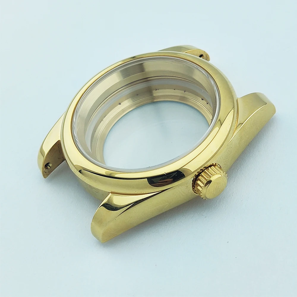 Men's Gold Watch Case with Sapphire Glass and Waterproof Design