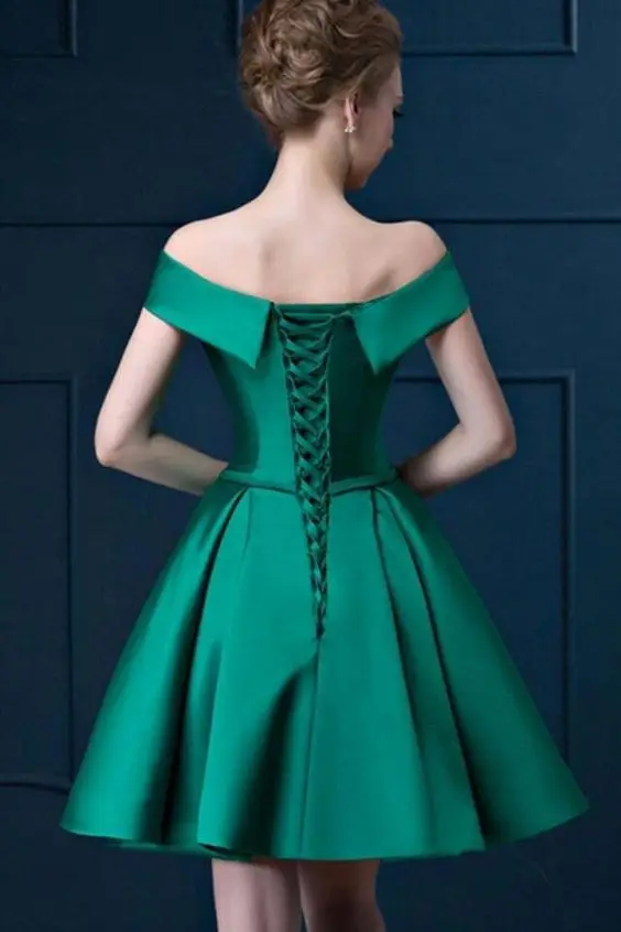 Gold Wedding Party Dress Short Satin OFF Shoulder robe demoiselle d honneur femme Elegant chic prom night vestido elbise free s