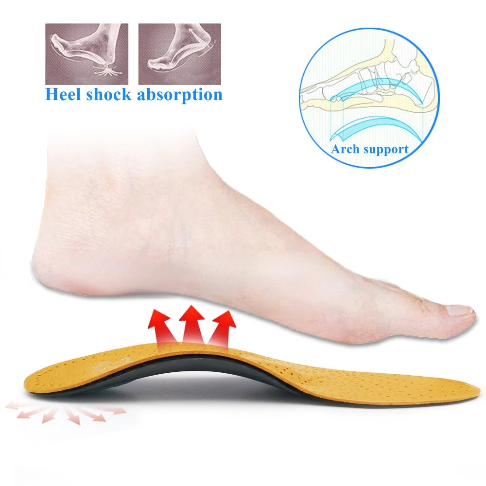 Shoes Sole Leather Orthotic Insoles for Men Flat Feet Arch Support Orthopedic Shoes Sole Insoles for Feet Men Women Corrected