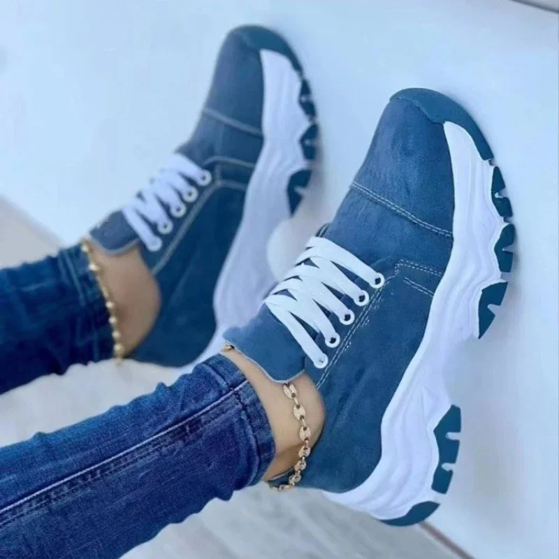 Women Vulcanized Shoes Platform Shoes for Women 2025 Solid Color Suede Womens Sneakers Comfortable Casual Zapatillas Footwear - 2