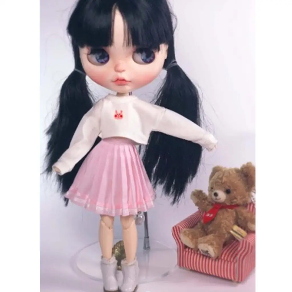 

Girl Princess Pleated Shirt with Long Sleeve Top Outfit for