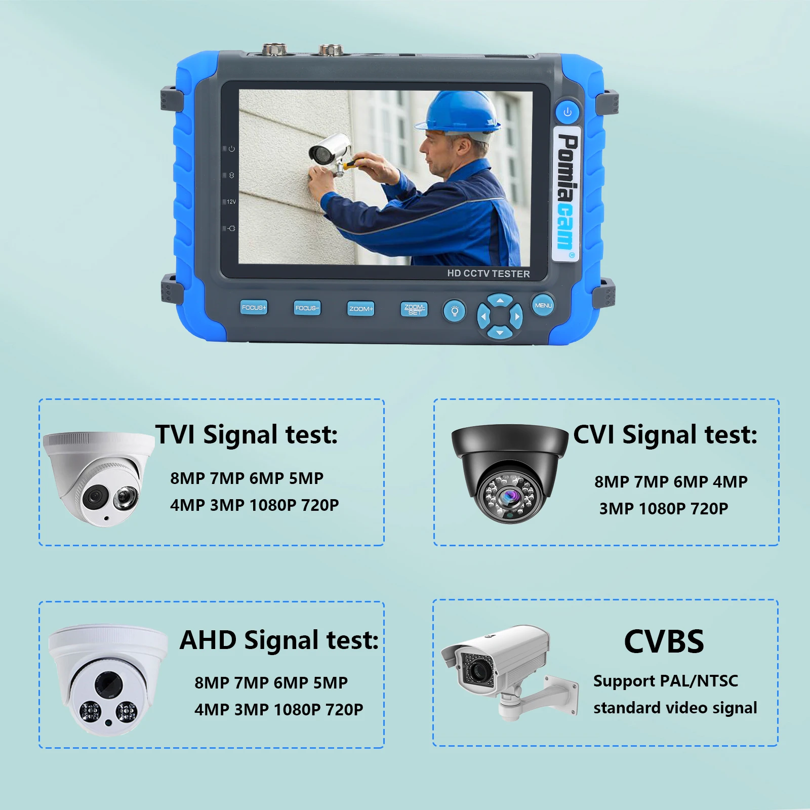 HD CCTV testeur moniteur 5MP 4MP 3MP AHD TVI CVI caméra testeur vidéo avec  écran LCD 5 pouces CCTVテスター、 IV7W 4.3 インチカメラテスター 1080P/5MP 新しいセキュリティポータブル AHD CVBS 5M