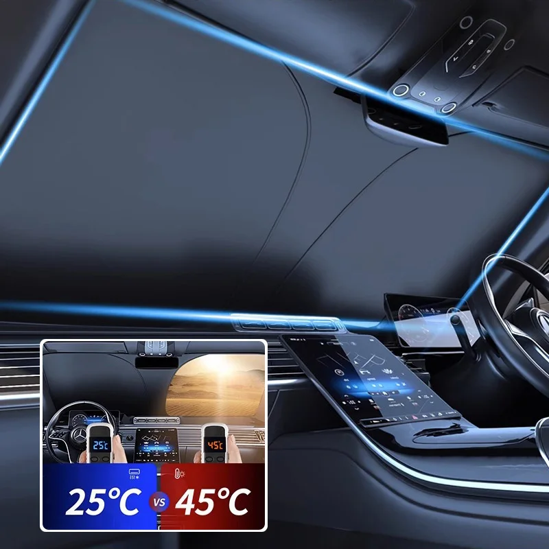 Cortina Retráctil Para Parabrisas De Coche, Visera Para Ventana, Parasol Frontal Lateral, Pare