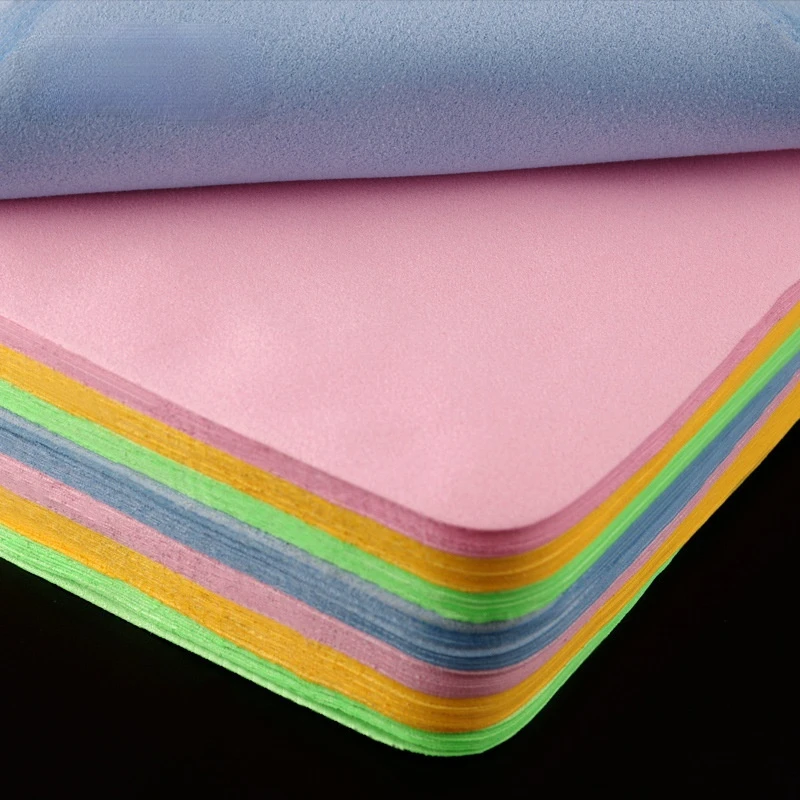 5 Pcs 13x13cm Candy Color Soft Glass Cloth Suede Fleece Double-sided Fleece Wipe Microfiber  Mobile Phone Screen Cleaning Cloth