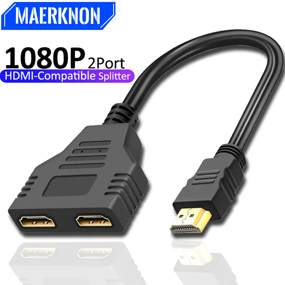HD 1080P HDMI Splitter Dual Port 1 in 2 Out Cable Male To Female HDTV Adapter For Laptop TV Box Monitor