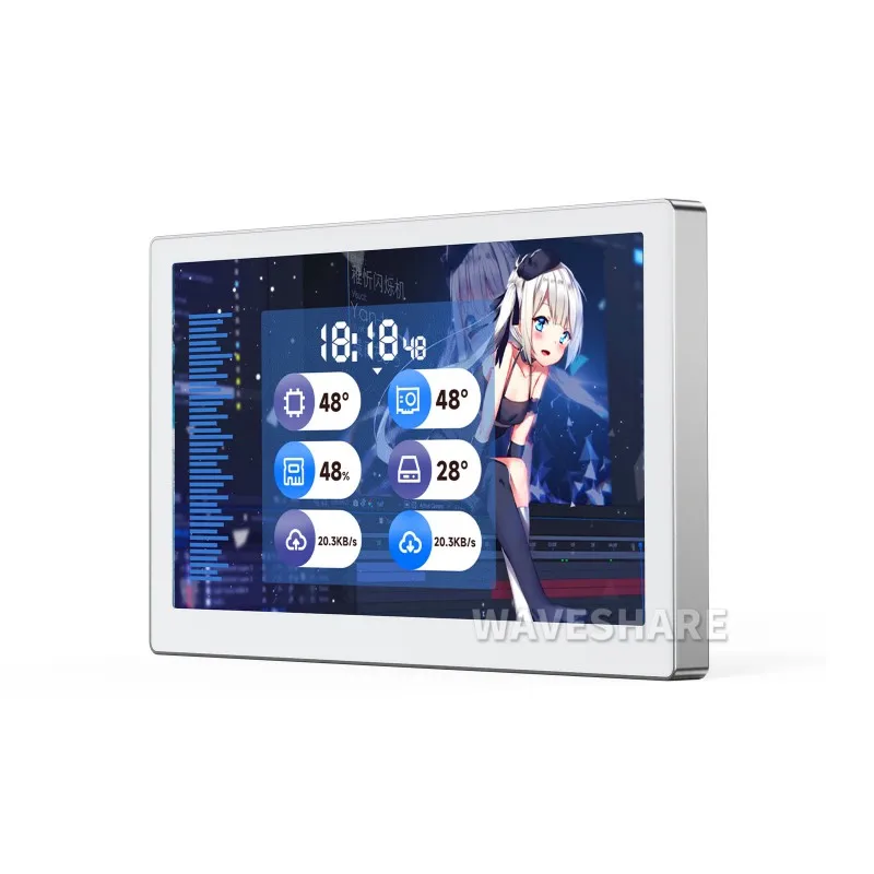 Waveshare USB 모니터 LCD 화면, PC 케이스 보조 화면, 데스크탑 RGB 앰비언트 디스플레이, 5/7 인치 IPS 800x480, 1024x600 픽셀