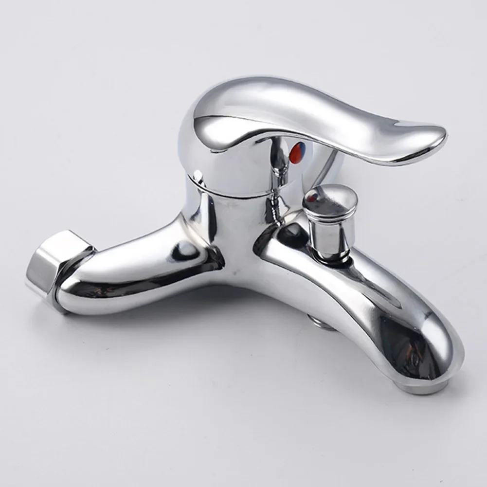 

Basin Faucets Hot Cold Water Dual Spout Mixer Tap Wall Mounted Zinc Alloy Polished Chrome Modern Design Lead-free