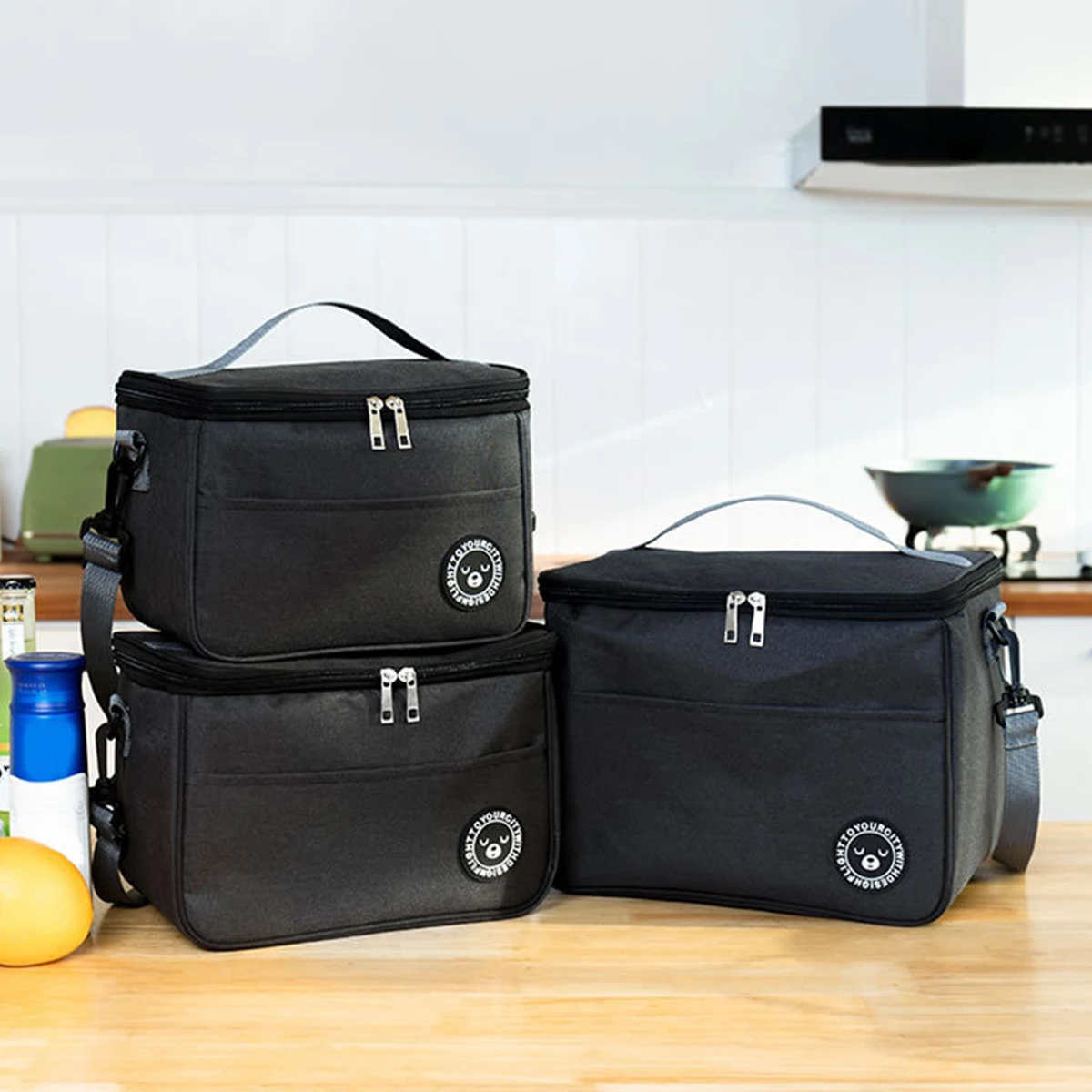 Capacity hand-held with shoulder strap insulated bag, lunch box bag, student thickened waterproof lunch bag。-zmt 4