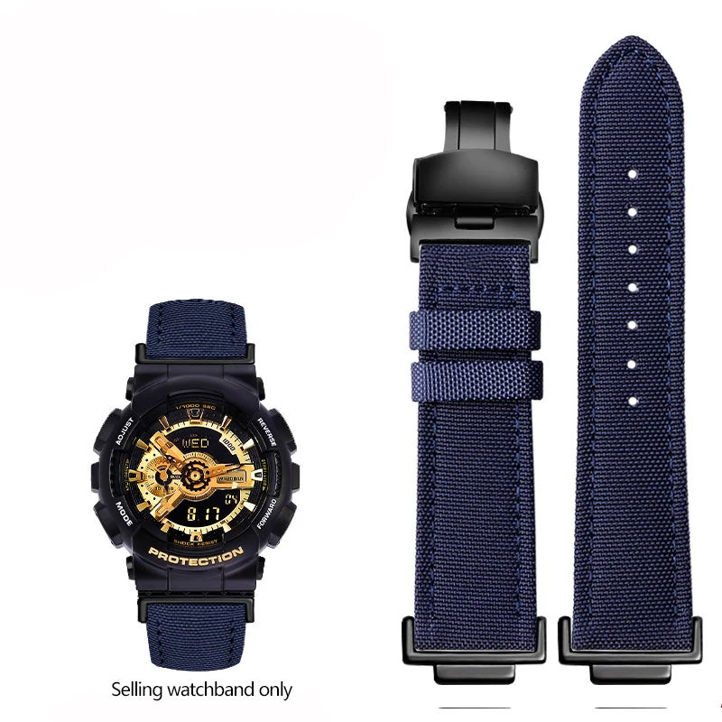 Nueva correa de reloj de cuero y nailon de lona modificada para Casio GA110 GA700 GA900 GA-810 GBD-800 GA2100 GA-2100 correa de reloj