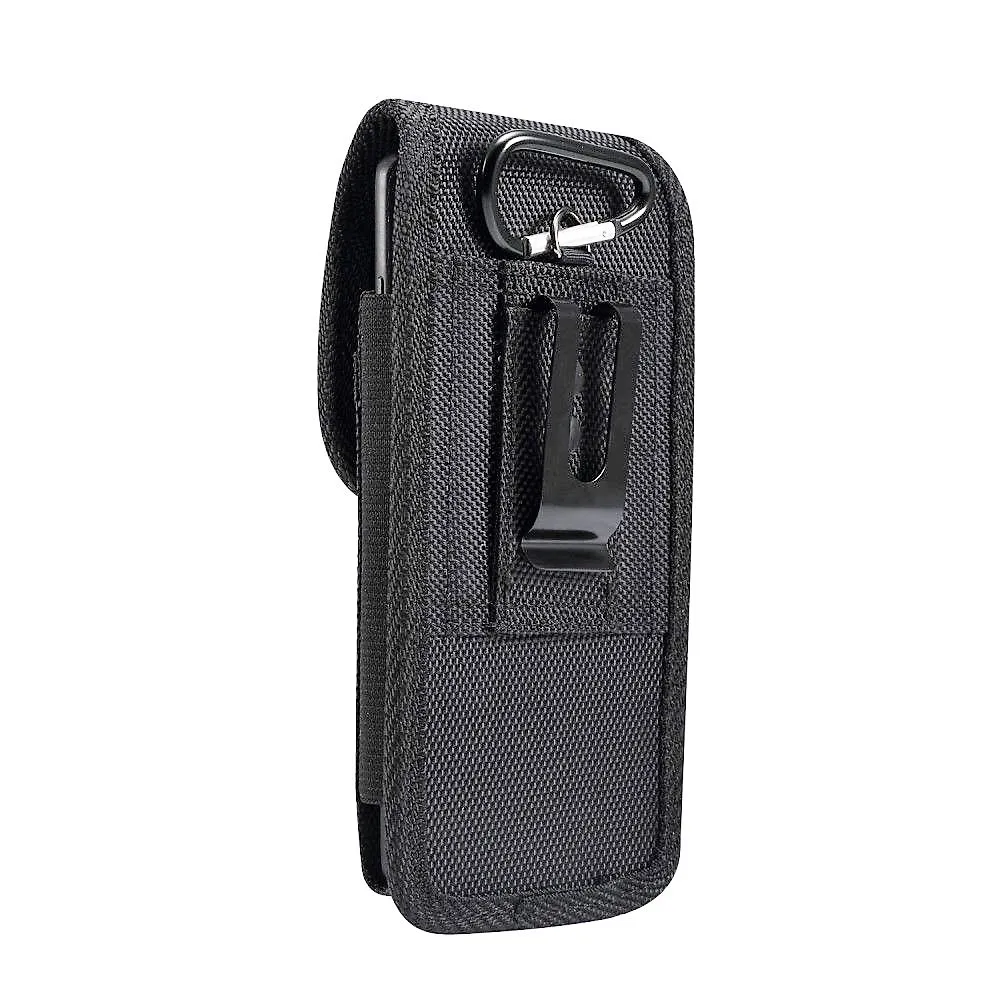 Per Nokia Lumia 1020 Nylon Clip In Metallo Porta Carte Di Credito Cintura Verticale-Nero