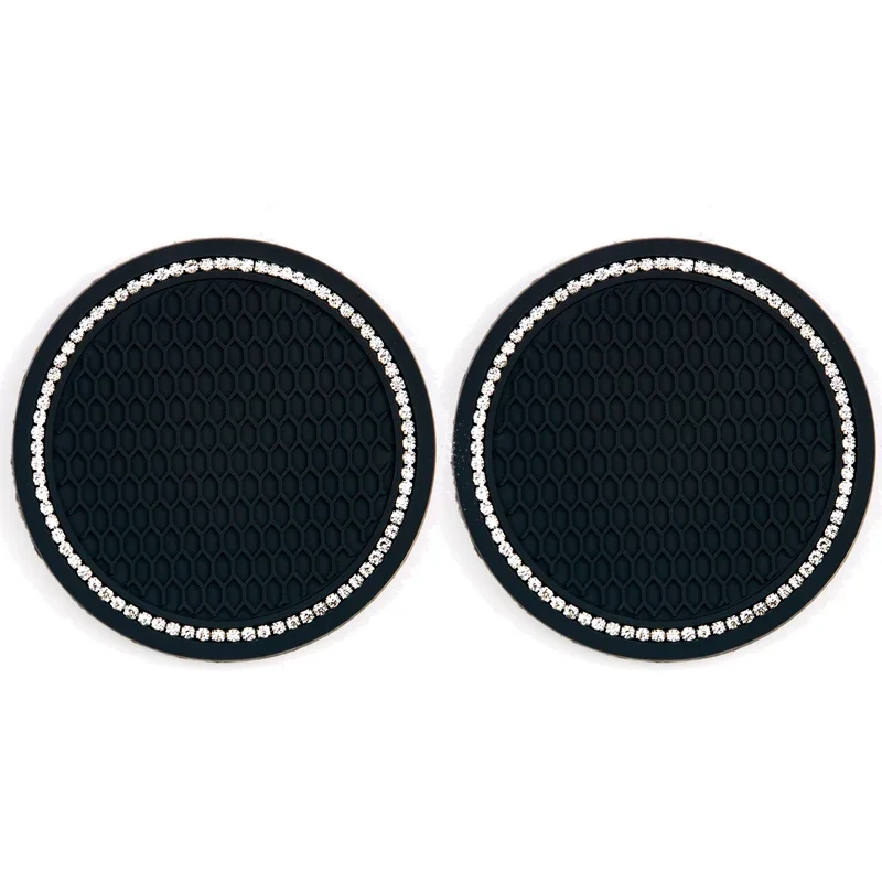 Luxury Bling Diamond Car Cup Holder Coaster Set – Premium Silica Pad Interior Accessories